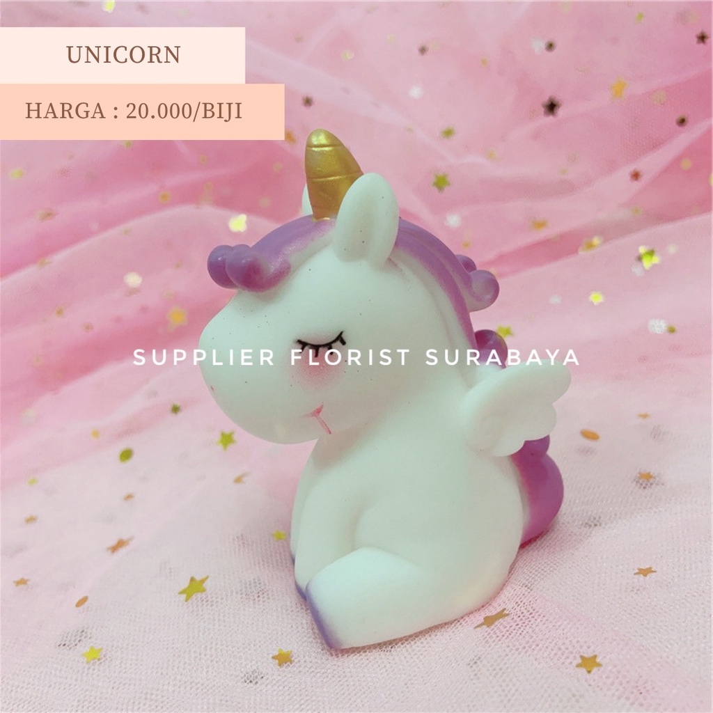 HIASAN KUE TART UNICORN SQUISHY PINK PUTIH CAKE DECORATION KUDA PONI PONY DEKORASI PESTA