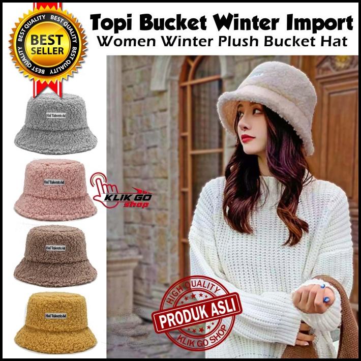 Topi Bucket Wanita Winter Import / Bucket Hat / Topi Winter