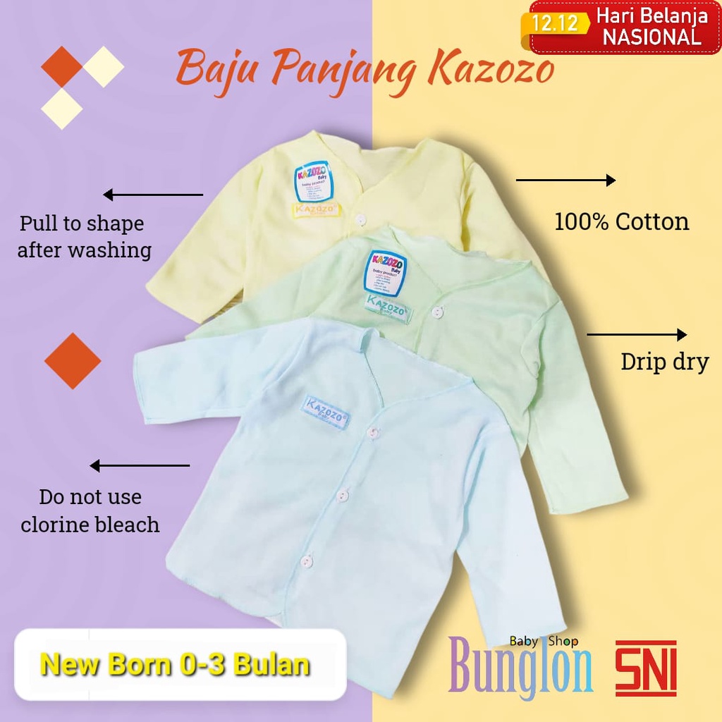 6 Pcs Baju Bayi Newborn "KAZOZO" Perempuan Laki laki Lengan Panjang Murah New Born Set Baru Lahir