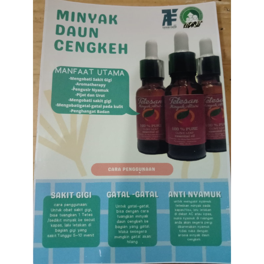 MINYAK DAUN CENGKEH TETESAN MINYAK ATSIRI 100% PURE CLOVE LEAF 20ML