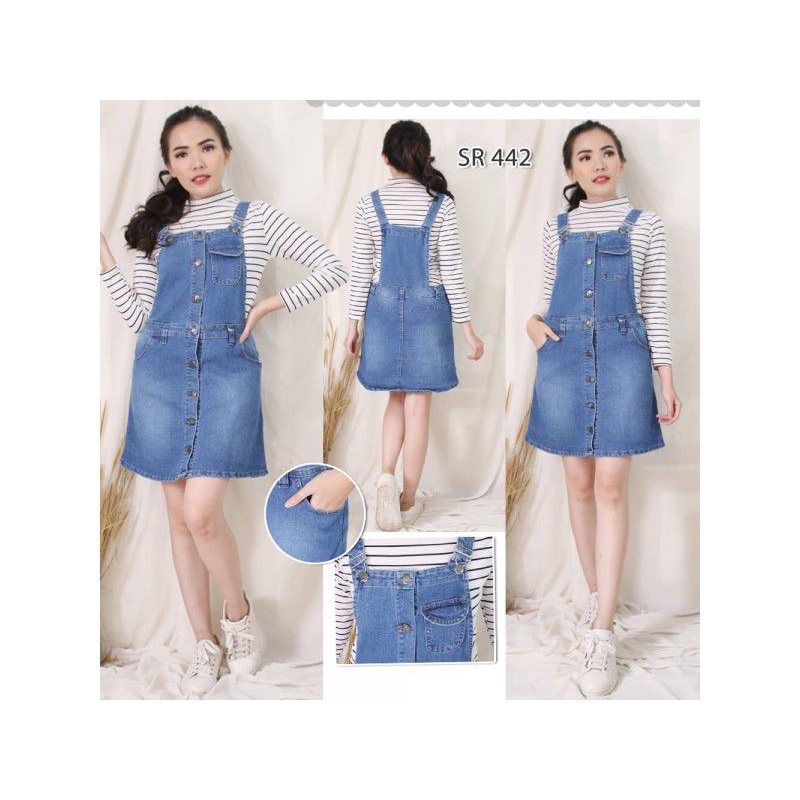 ORIGINAL BAJU DRESS DRES  OTTO TERUSAN ROK KODOK MONYET ANJING PENDEK MINI BAHAN JEANS DENIM TEBAL I