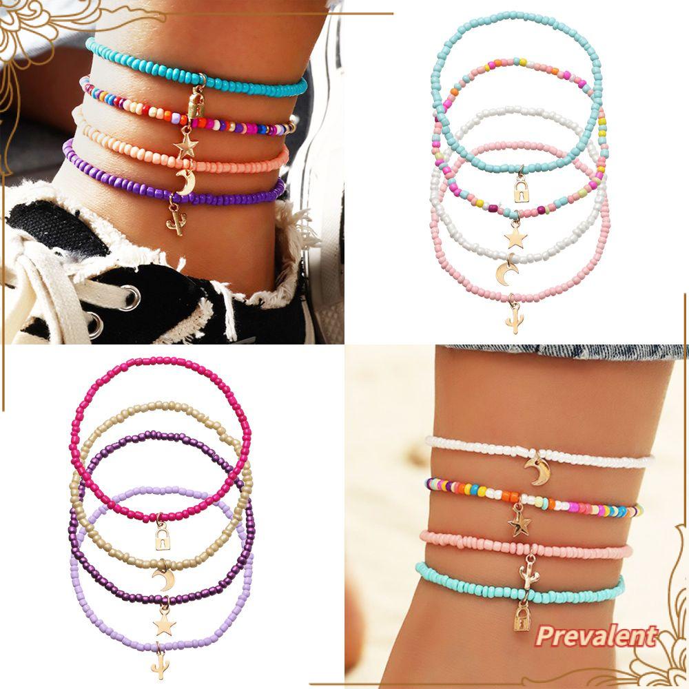 Preva 4PCS/SET Gelang Kaki Multilayer Fashion Pantai Lucu Campur