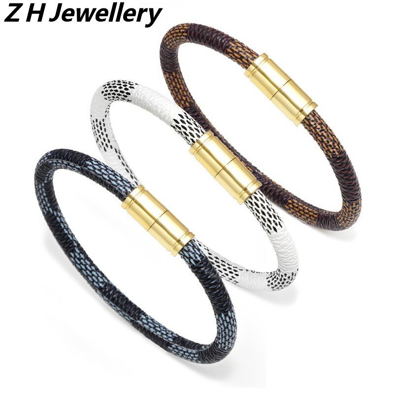 [Z H Perhiasan] Hip Hop Rock Retro Wanita Fashion Stainless Steel Gesper Magnetik Gelang Pesta Perhiasan Aksesoris