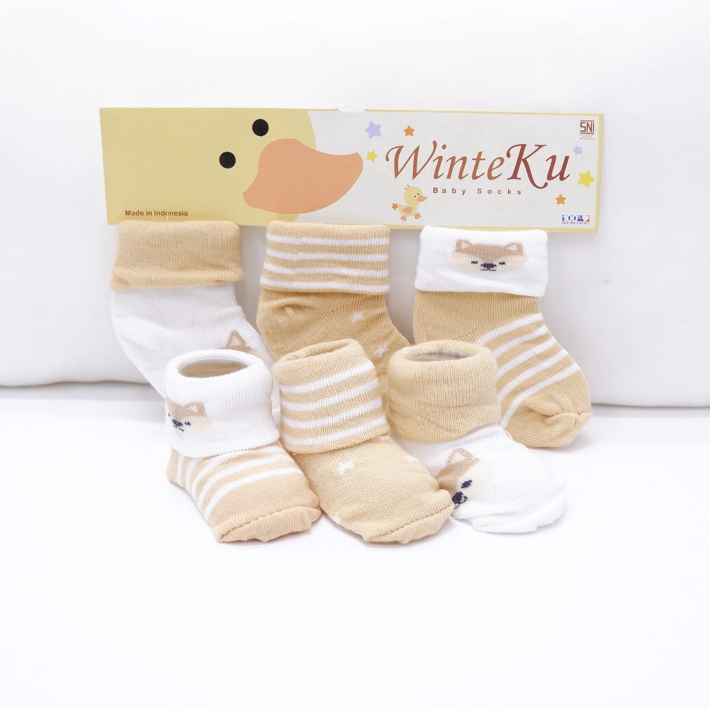 Kaos Kaki BOY New Born isi 3pcs Winteku Animal's - Boy