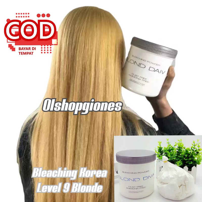 (BISA COD) bleaching rambut Blond DIVA grade A Level 9-10 pot 500GR south KOREA Putih Blonde Original Promo