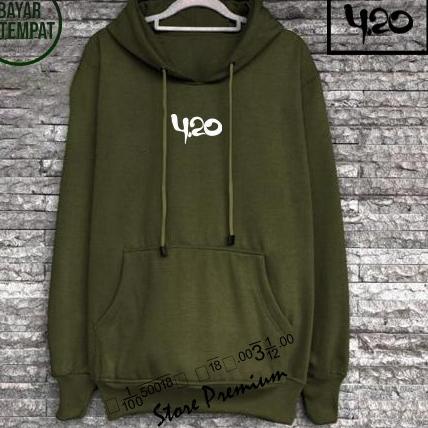 ジ Jaket Sweater  Hoodie 420   Text Putih Sweater Hoodie Pria Keren Trendy