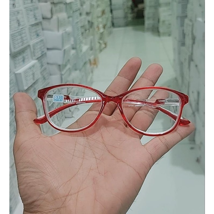 Kacamata Minus Cat Eye Frame Wanna Transparant  Free Box dan Lap ZC246MN