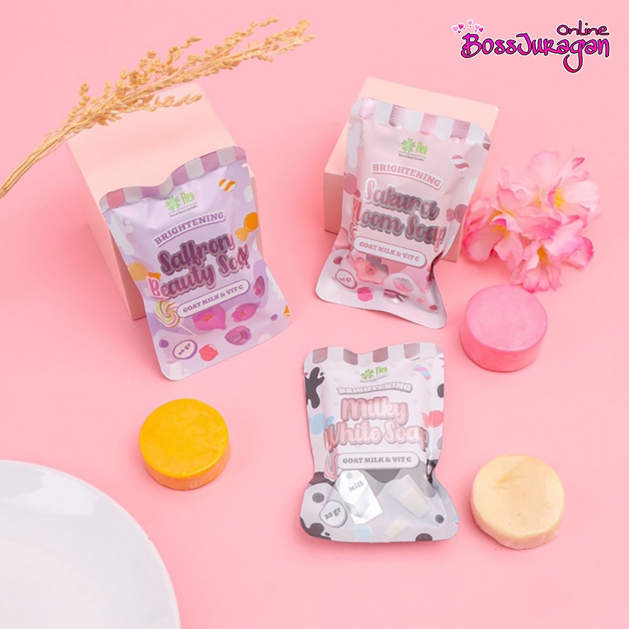 (BOSS) Fleo Sabun Brightening Milk Vitamin C Sabun Wajah Dan Badan - FLEO SABUN BATANG BPOM 20GR