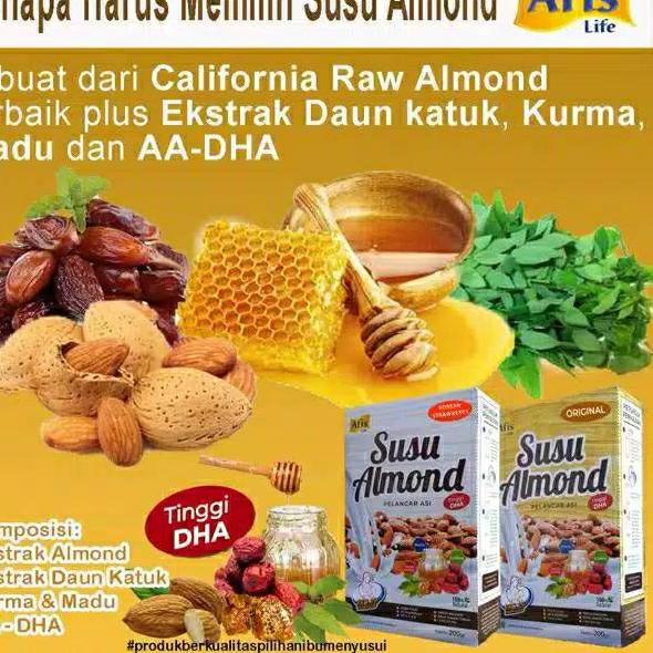 ♘ Afis Life Susu Bubuk Almond Pelancar Asi Booster 200 gr dengan Kurma Madu ヌ