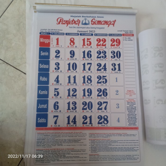 Jual Kalender Panjebar Semangat 2023 Kalender Primbon Jawa Original Shopee Indonesia 0285