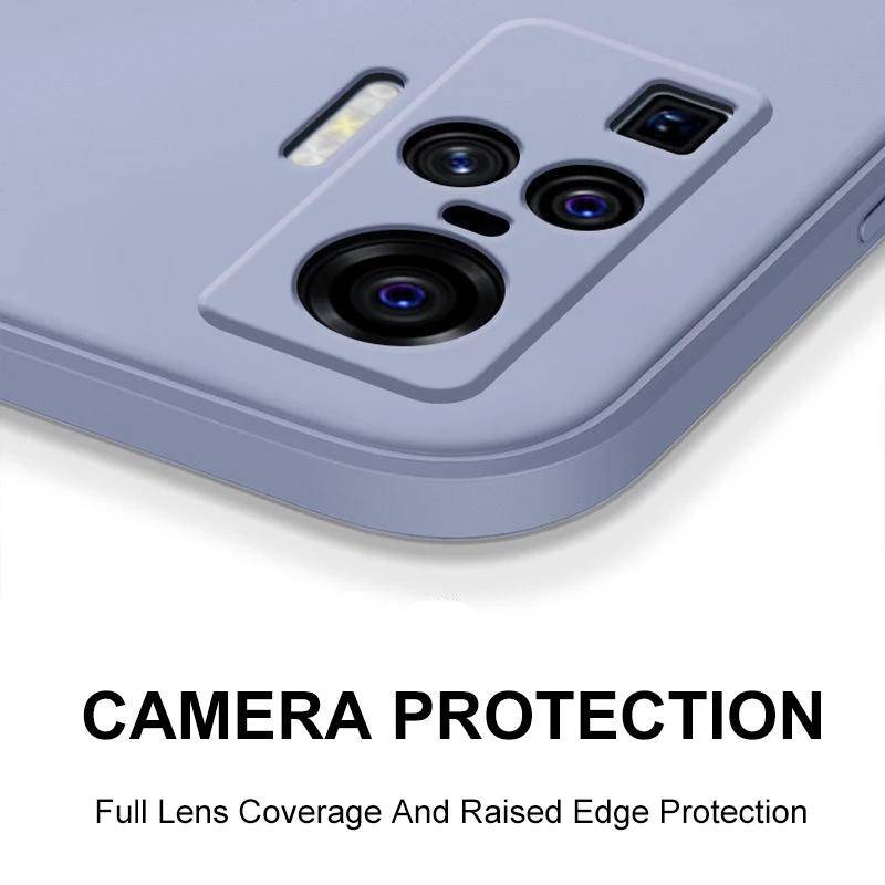 Casing Silikon Lembut Cair Persegi Original Untuk Vivo X50 Pro Plus Lite 5G Mewah Tipis Penutup Belakang