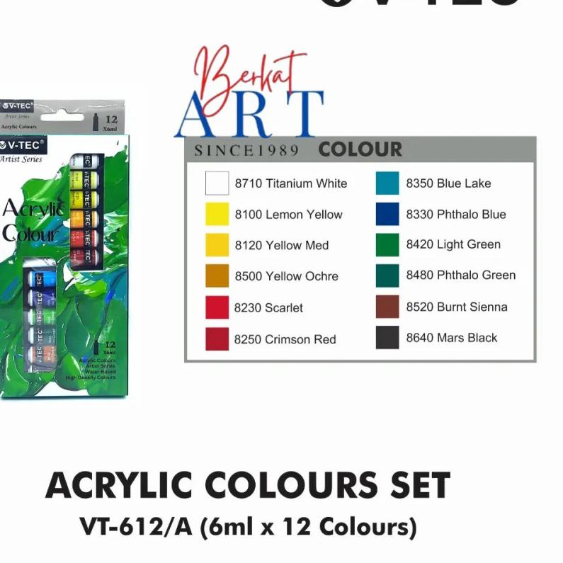 

✿ V-TEC ACRYLIC COLOURS / CAT AKRILIK 12 WARNA 6ML ビ