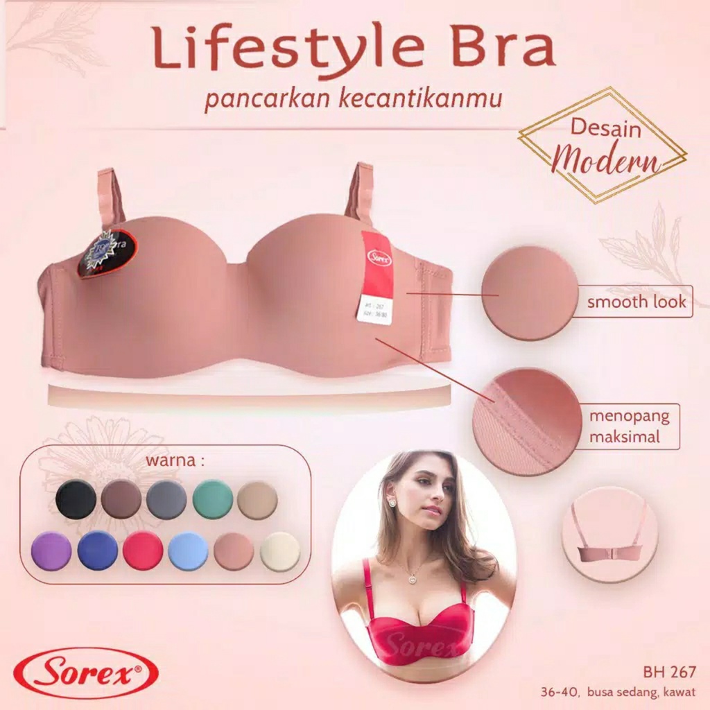 K586 -  BRA/BH WANITA SOREX SEAMLESS TALI BISA DILEPAS BUSA TIPIS SIZE 34 - 40 CUP SEDANG