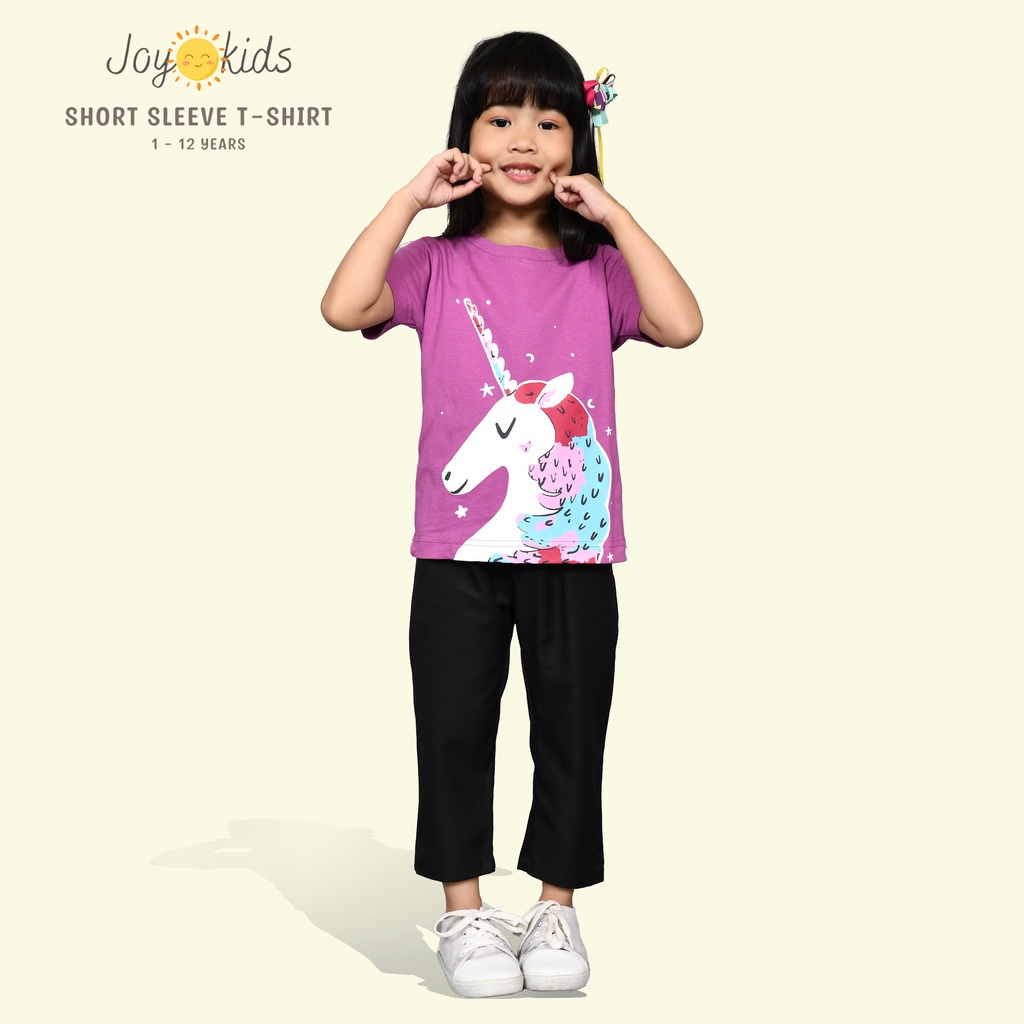 Baju kaos atasan anak perempuan distro premium terbaru dan terlaris usia 1 sampai 12 tahun gambar karakter unicorn, bts, dino, owl, pinguin, ice cream