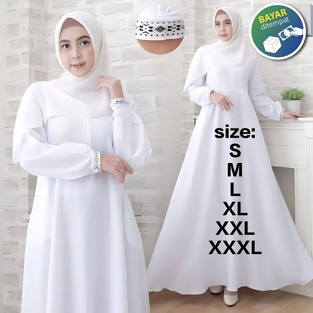 Baju Gamis Wanita Putih Terbaru Dress muslim Polos Gamis Busui Wanita Best Seller