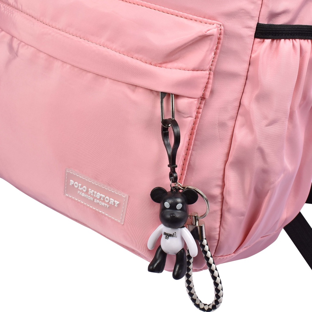 ( RSBY ) Tas Wanita Fashion Import Polo History 7720 / 7721 18inchi Tas Ransel Wanita Tas Traveling Korea Free Gantungan kunci
