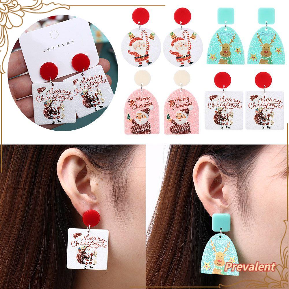 Preva Anting Natal Anting Fashion Perhiasan Fashion Lonceng Snowflake Snowman Akrilik