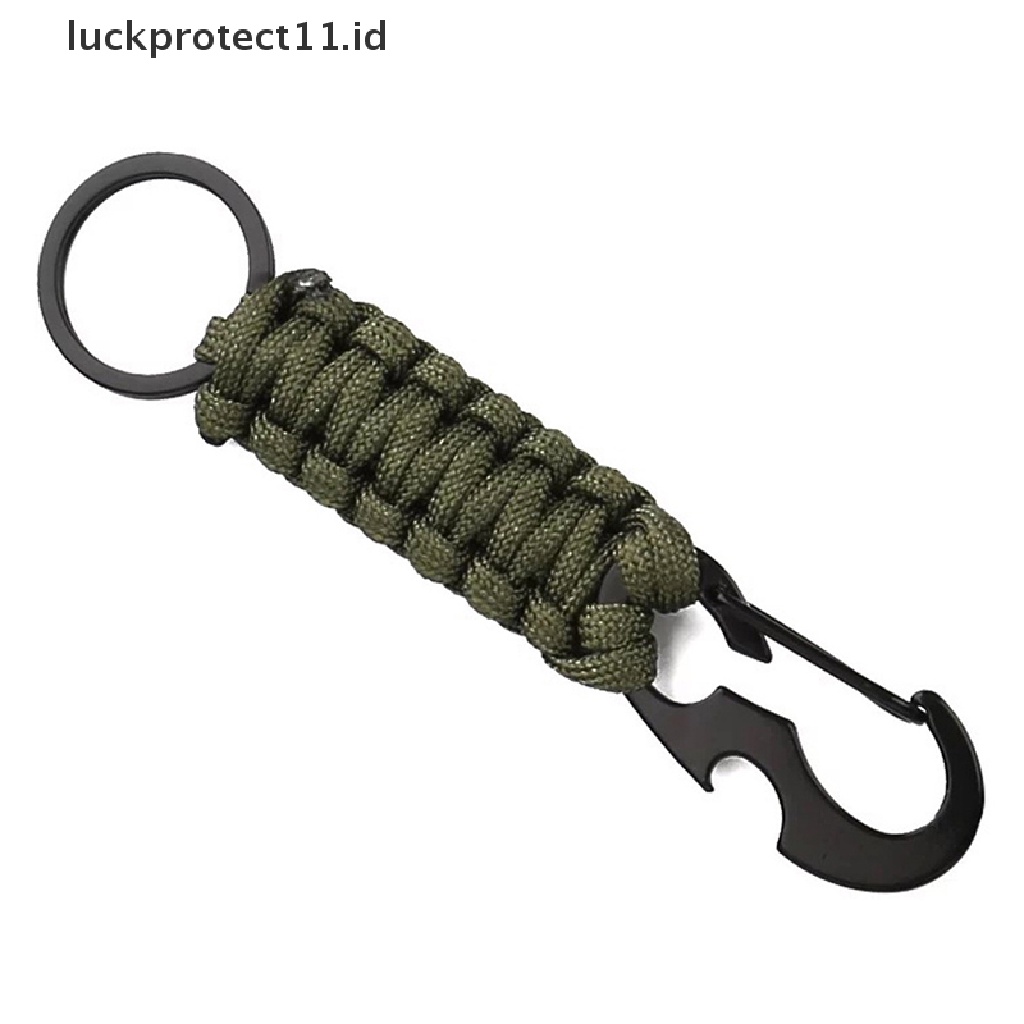 /Fashion Hot// Fashion// Outdoor Camping Carabinar Paracord Gantungan Kunci Tali Klip Pengait Pembuka Botol Camo.