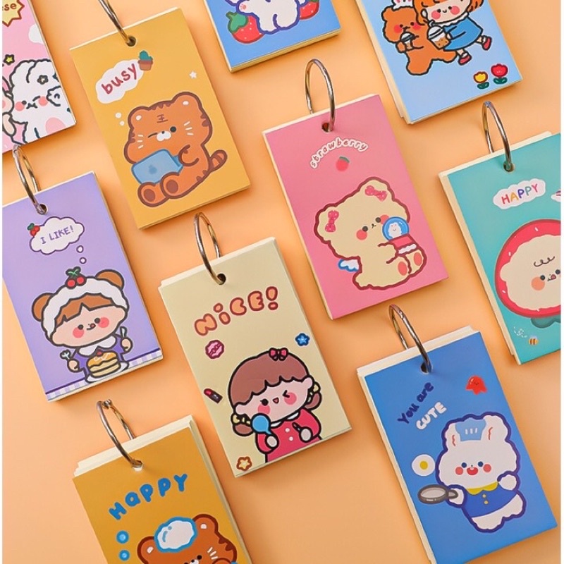 READY STOCK BISA COD - MEMO CATATAN RING KECIL AESTHETIC KARAKTER KARTUN HEWAN LUCU MOTIF ANAK PEREMPUAN KAWAII GAYA REMAJA CEWEK KOREA FANCY KAMUS KOSAKATA STICKY NOTE JURNAL PAD SPIRAL KERTAS TULIS PORTABLE STUFF PERLENGKAPAN SEKOLAH MURAH VIRAL IMUT