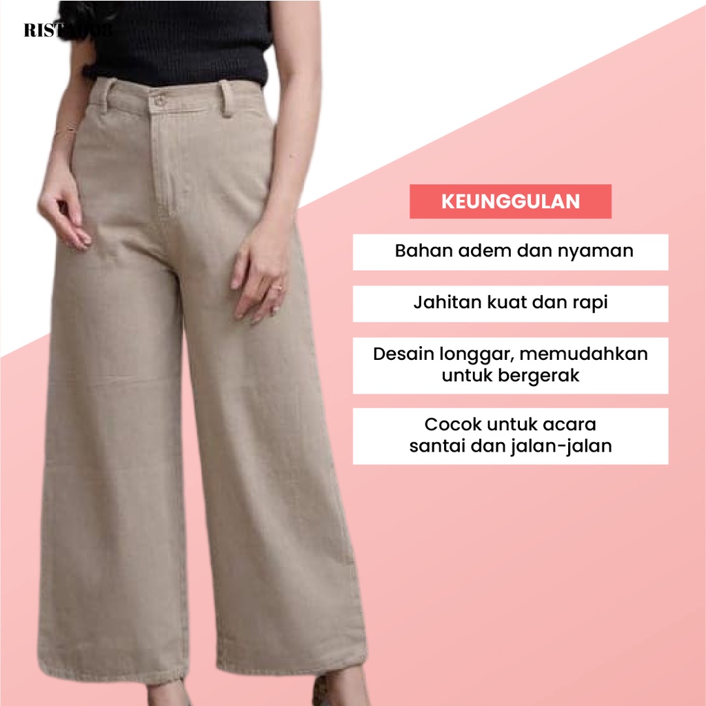 Cullotes Mozza Kulot Linen Highwaist Celana Remaja Wanita Korean Style Kekinian Terlaris