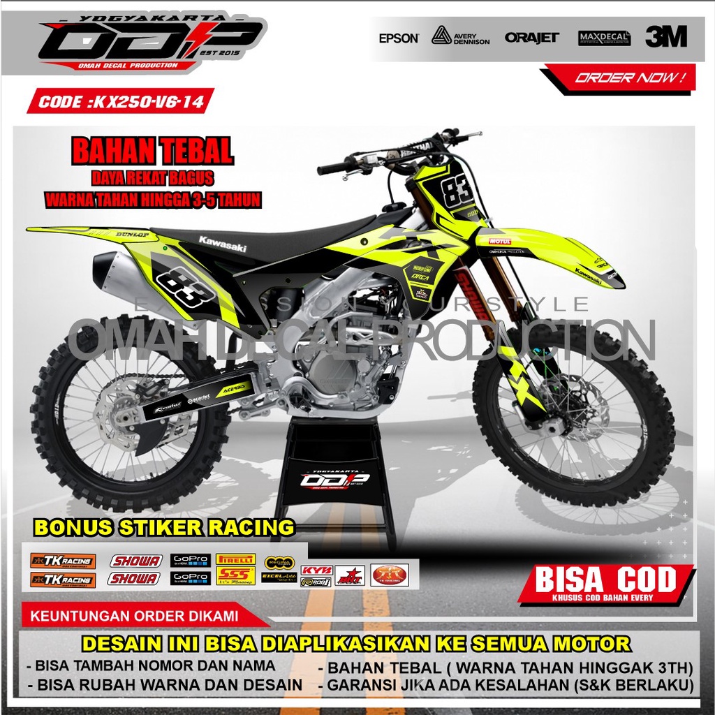 DECAL KX 250 2020 FULL BODY DEKAL BODY SET KX 250  2012 - 2017  NEW STICKER MOTOR KX 250 NEW STIKER 