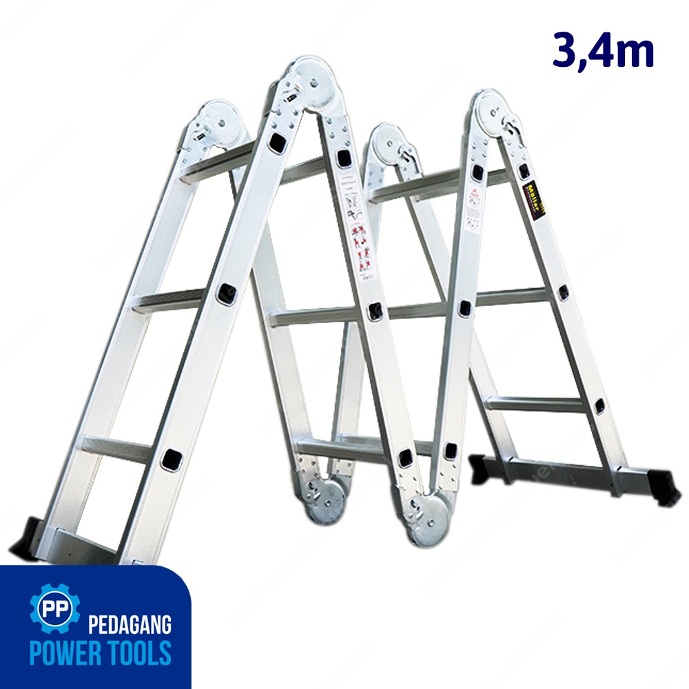 TANGGA LIPAT A 3.4 METER MULTIFUNGSI ALUMINIUM DOUBLE LADDER 4 X 3