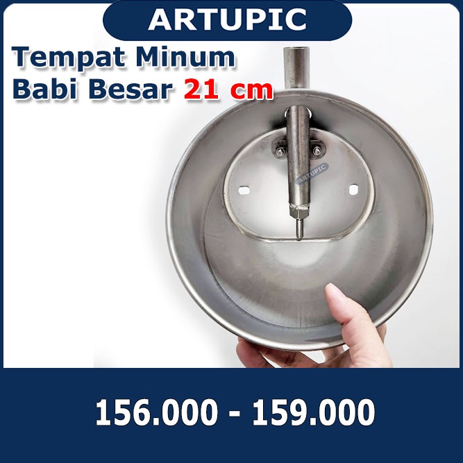 Tempat Minum Babi BESAR 21 CM Piglet Nipple Nipel Nepel Mangkok Minum Anak Babi Stainless Steel Drinking Bowl Artupic