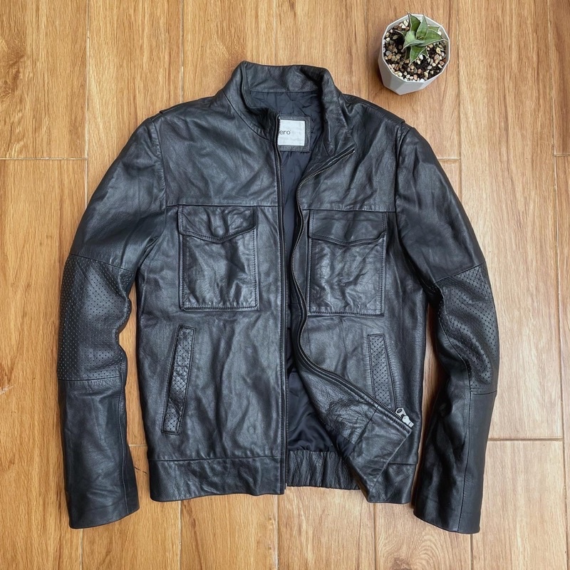 Jaket kulit asli trucker tracker pl bekas second preloved