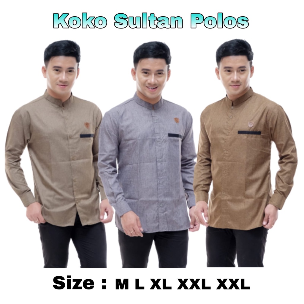 Kemeja koko pria dewasa lengan panjang/koko pria motif sultan polos