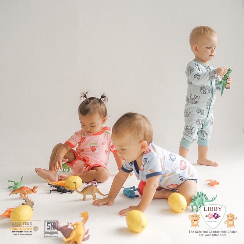 Libby Premium Jumper Segiempat Motif Boy &amp; Girl / Romper Bayi