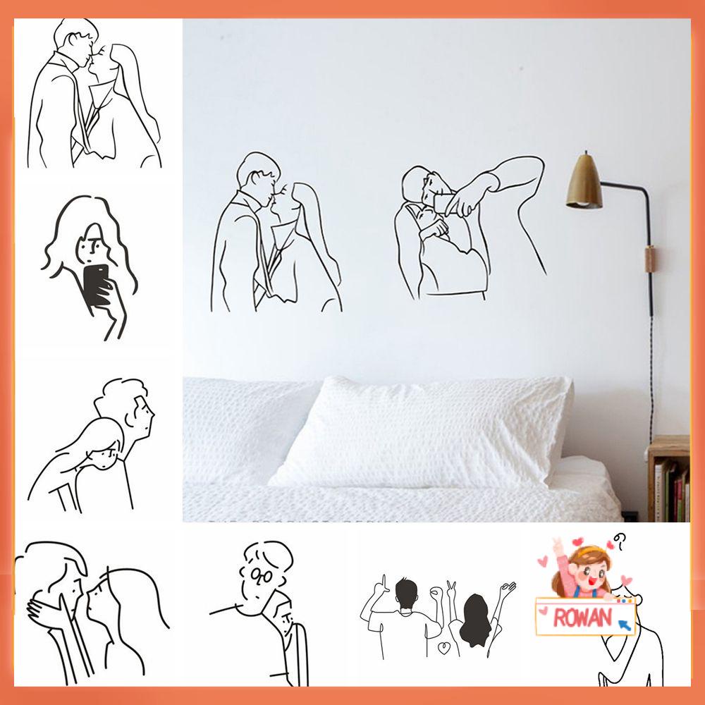 R-flower Couple Portrait Stiker Hadiah Kamar Mandi Wallpaper DIY Ornamen Wall Art