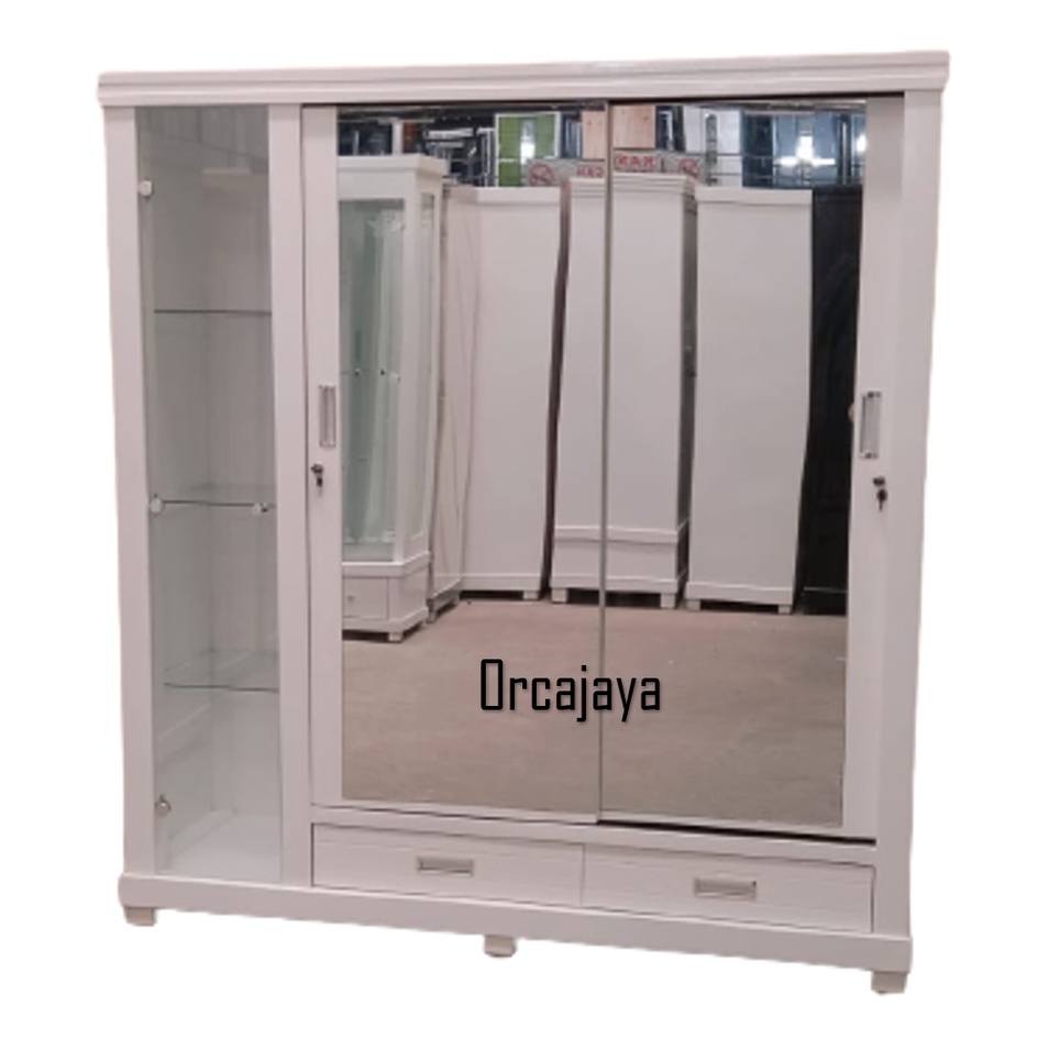 Lemari pakaian sliding 2 pintu jumbo / Lemari kayu / lemari baju minimalis