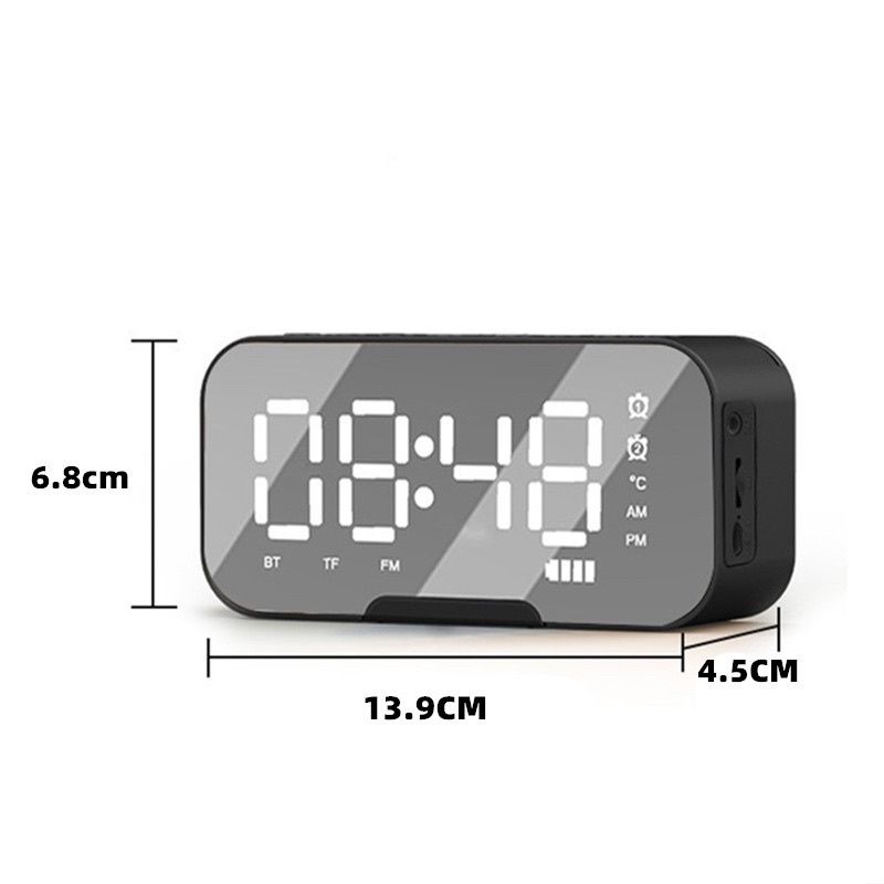 Speaker Q5 Bluetooth Alarm Clock Smart Speaker - LED Display Support Radio FM Micro SD 1400 mAh Baterai