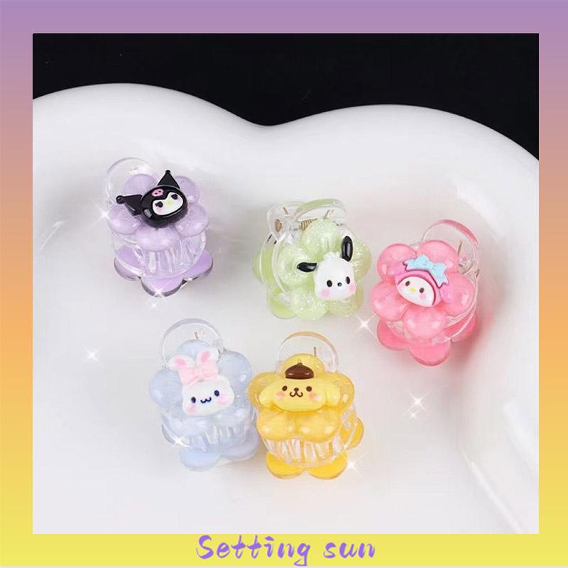 Jepit Rambut Bunga Transparan Cinnamoroll Kuromi Teenage Student Cartoon Sweet Hair Clip TN