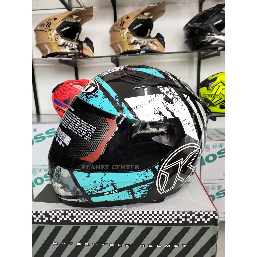 HELM FULL FACE KYT R10 #3 BLACK / AQUA BLUE KYT FULL FACE ORIGINAL