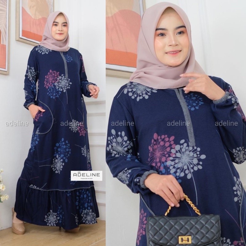 Orami Dress 2 - LD105 Gamis Diana Denim Terbaru Busui Rample / 222-7121