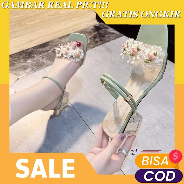 Zara Heels Slingback 328-1 - 5Cm Herdian Yd 03 Sandal Heels Wanita Hak Kaca