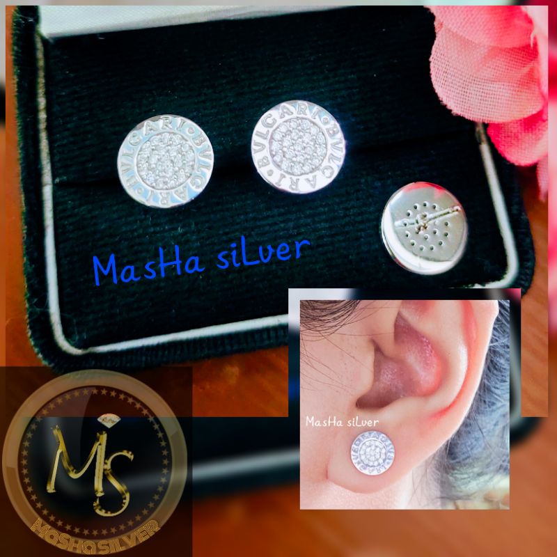 ANTING TUSUK PERAK/GIWANG ASLI SILVER 925 LAPIS MAS PUTIH_ANTING BULAT BVLG*RI