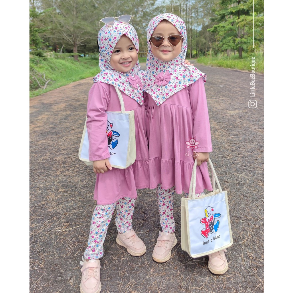 Elbi - Setelan gamis Anak Cantik - Nayla Legging Set - Setelan Gamis Anak Celana - Gamis Anak Cewek