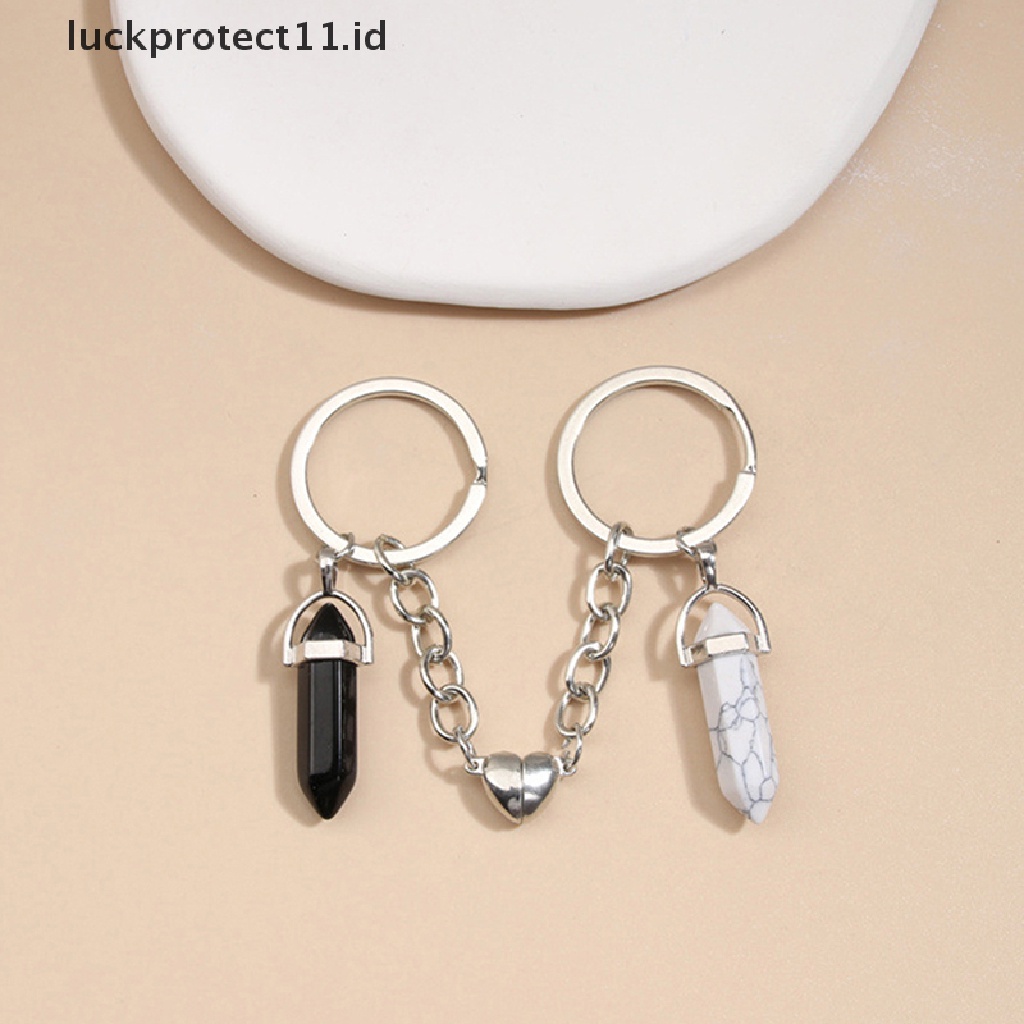 /Fashion Hot//// Gantungan Kunci Batu Kristal Hati Key Ring Magnet Kancing Gantungan Kunci Hadiah.