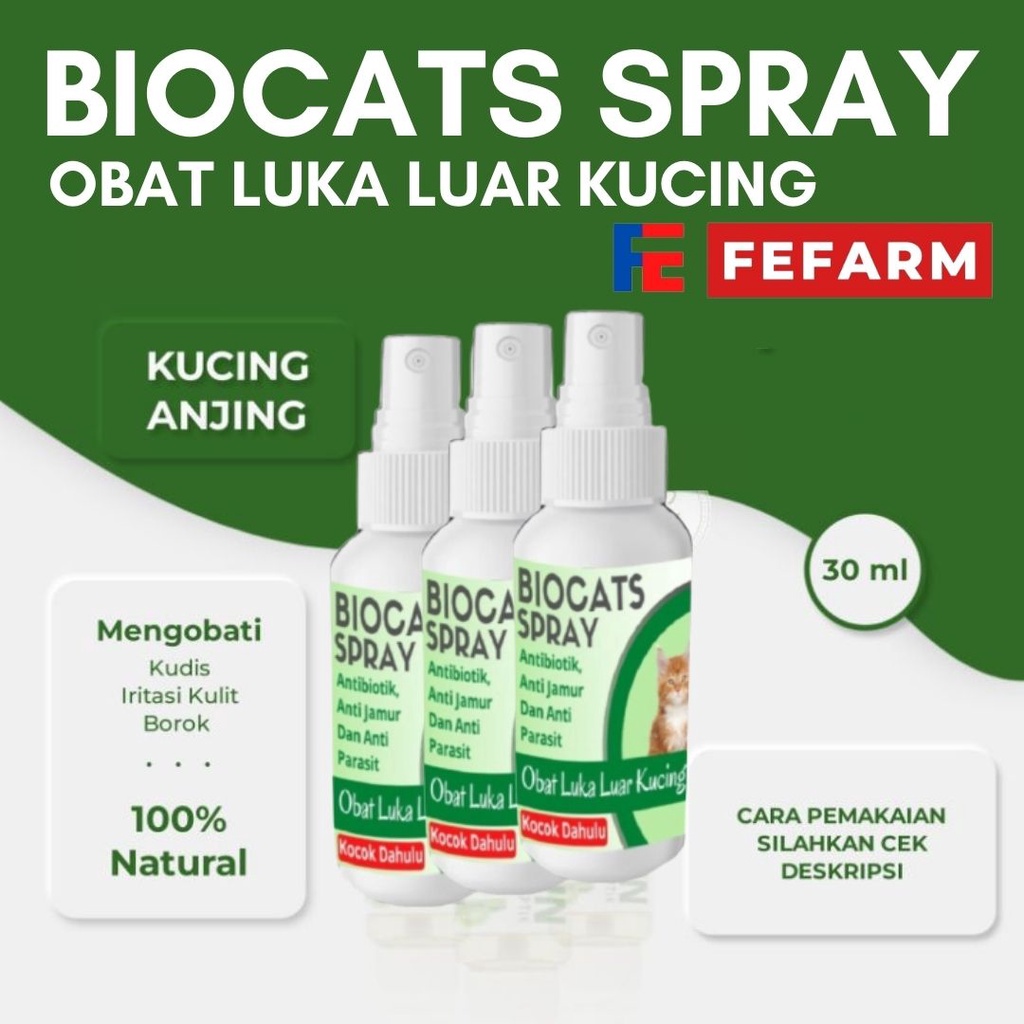 Biocats Spray Obat Luka Luar Hewan Kucing Anjing Ampuh FEFARM