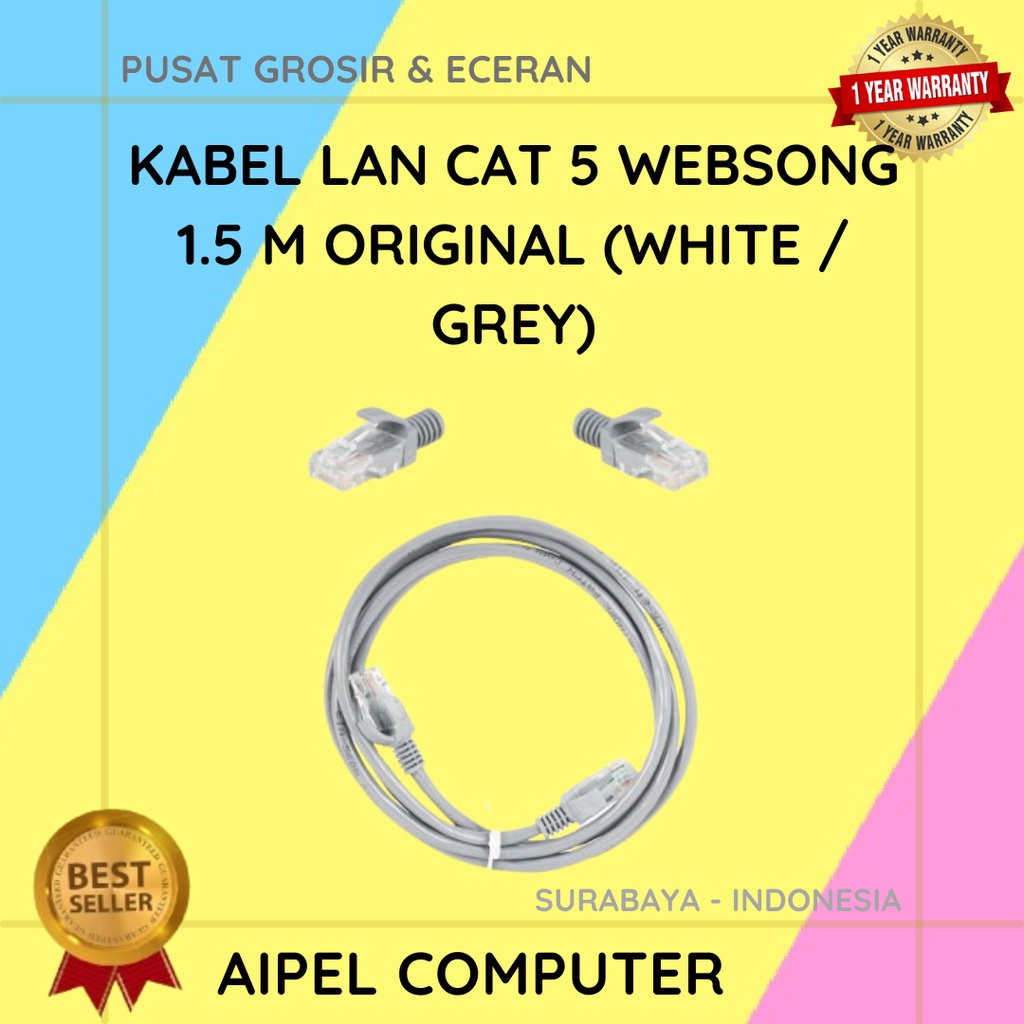 KL5W1 | KABEL LAN CAT 5 WEBSONG 1.5 M ORIGINAL (WHITE / GREY)