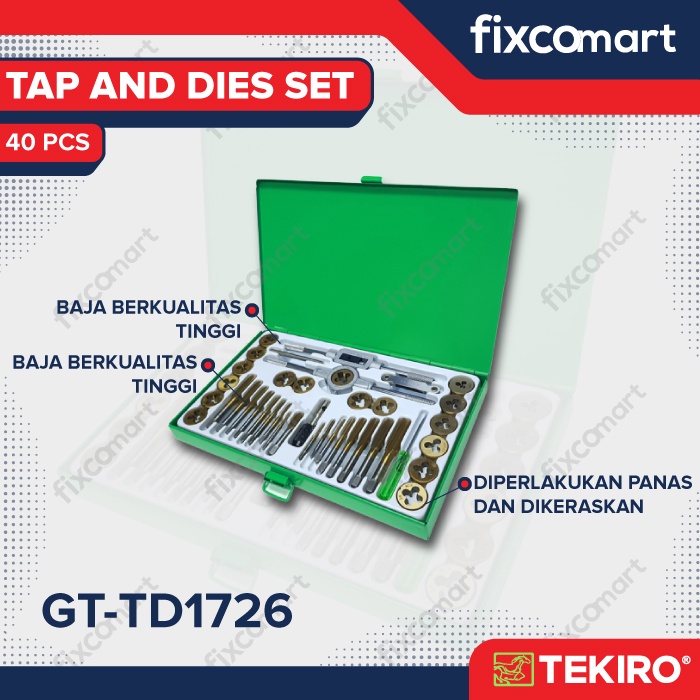 Tekiro Tap &amp; Die Set 40 Pcs - Alat Pembuat Buat Drat