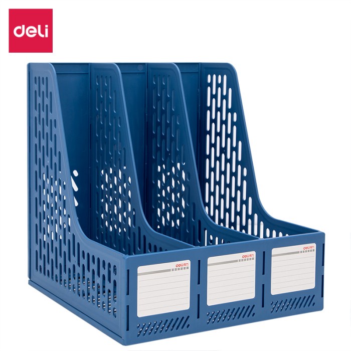 

✨NEW✨ - Deli File Tray Rak Box File Tempat Dokumen 3 Sekat 78997 - Biru
