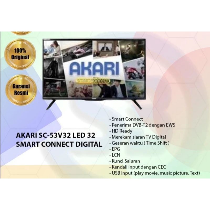 AKARI LED Digital TV 32&quot; Smart Connect DVB-T2 HDMI SC 53V32D 53V32