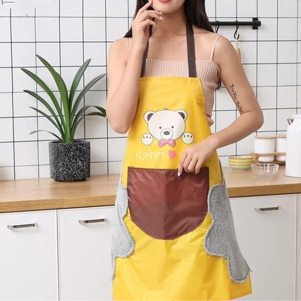 Celemek Masak Anti Air Dan Minyak Apron Dapur Barista Koki Chef Waiters Lap Tangan 2 Sisi Waterproof