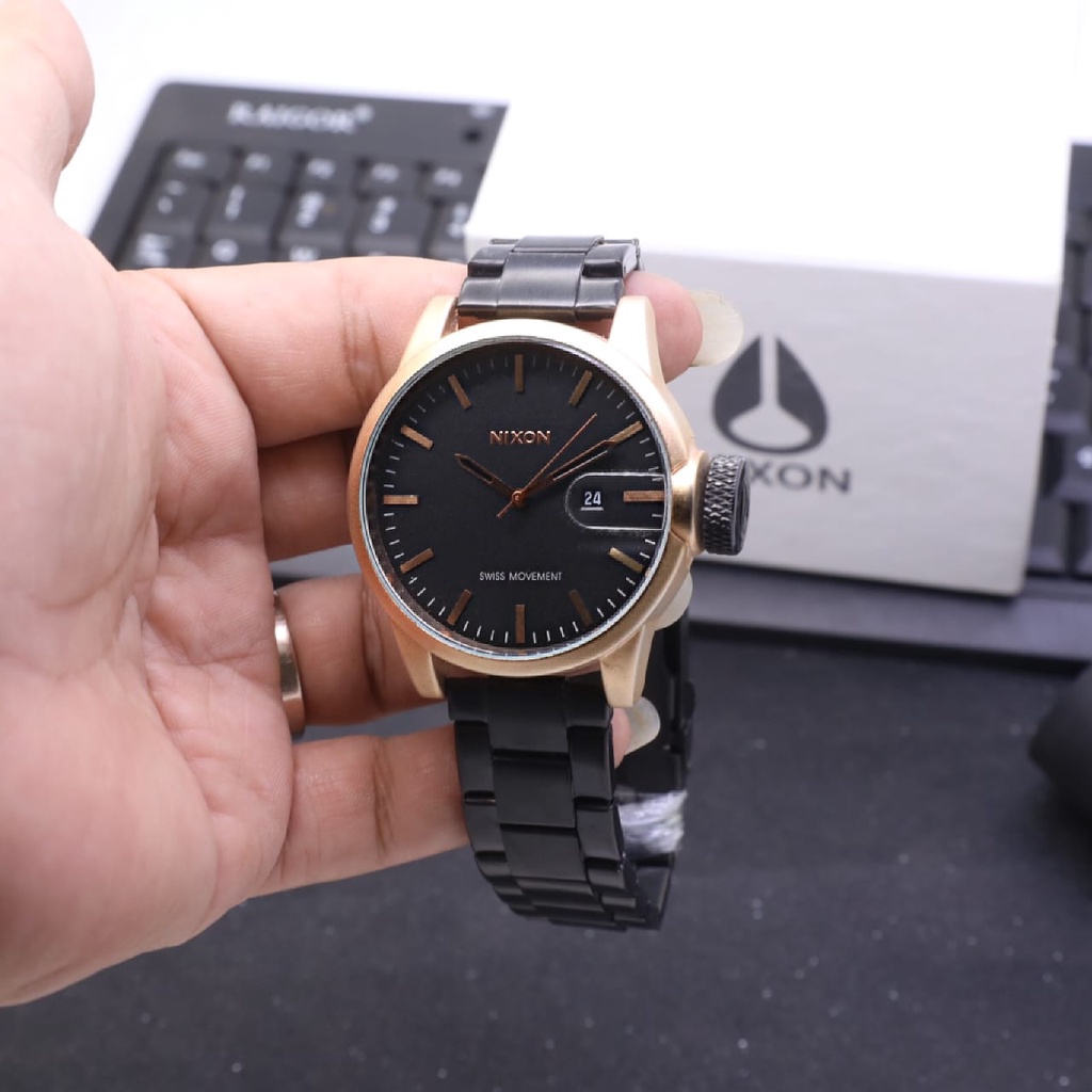 TERLARIS COD Jam Tangan Pria Nixon Stainless Tanggal Aktif New Model