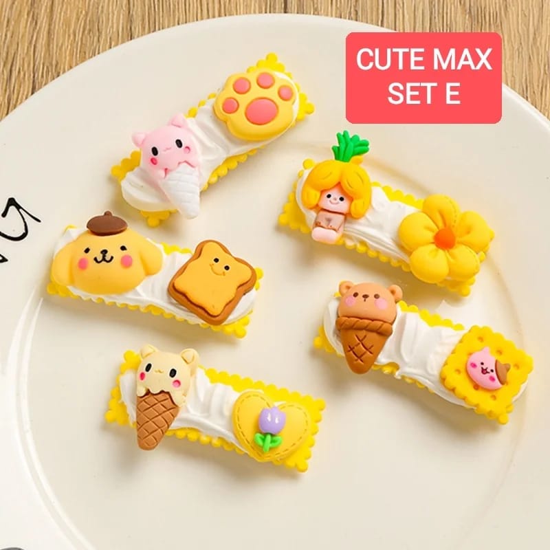 BAJUKIDDIE CUTE MAX CLIP ISI 5 PCS JEPIT RAMBUT PONI LUCU AKSESORIS FASHION KOREA IMPORT KAWAII