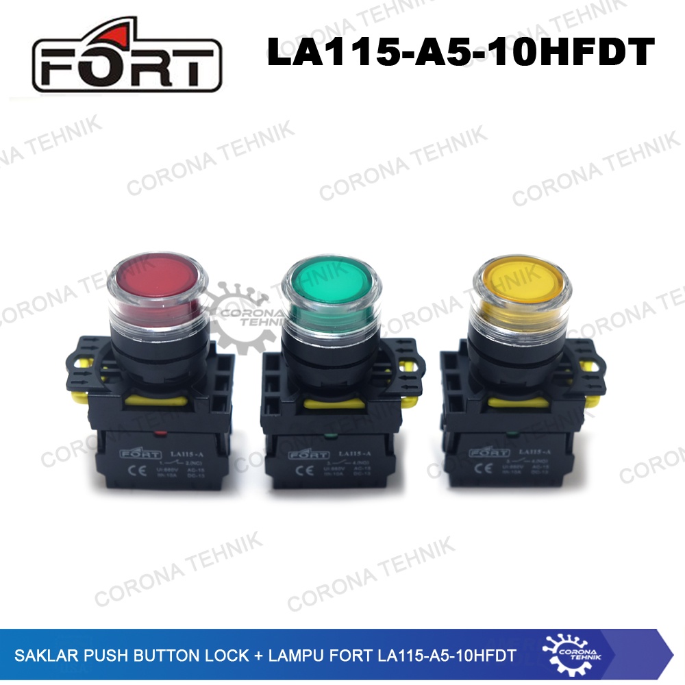 Saklar Push Button Lock +Lampu FORT LA115-A5-10HFDT