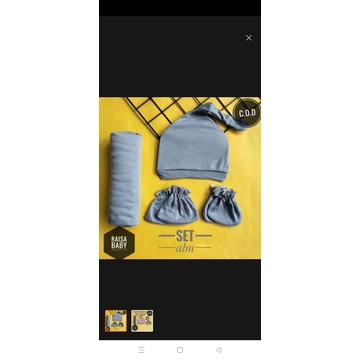 set bedong topi dan sarung tangan/kaki